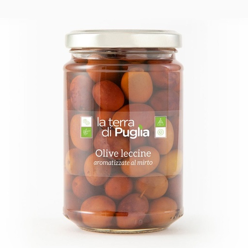 Leccino Olives with myrtle (300gr), La Terra di Puglia