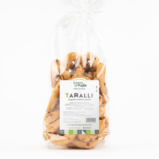 Taralli With Raisins & Onions (300gr), La Terra di Puglia