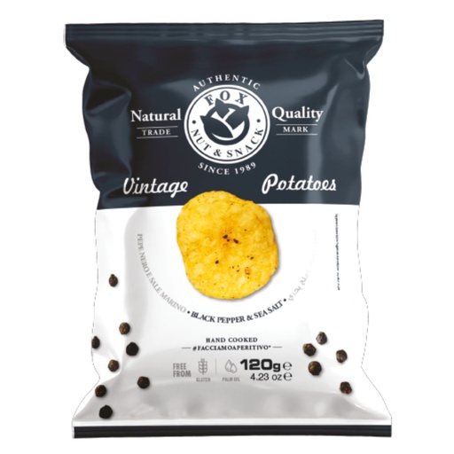 Black Pepper Crisps (120gr), Fox Italia